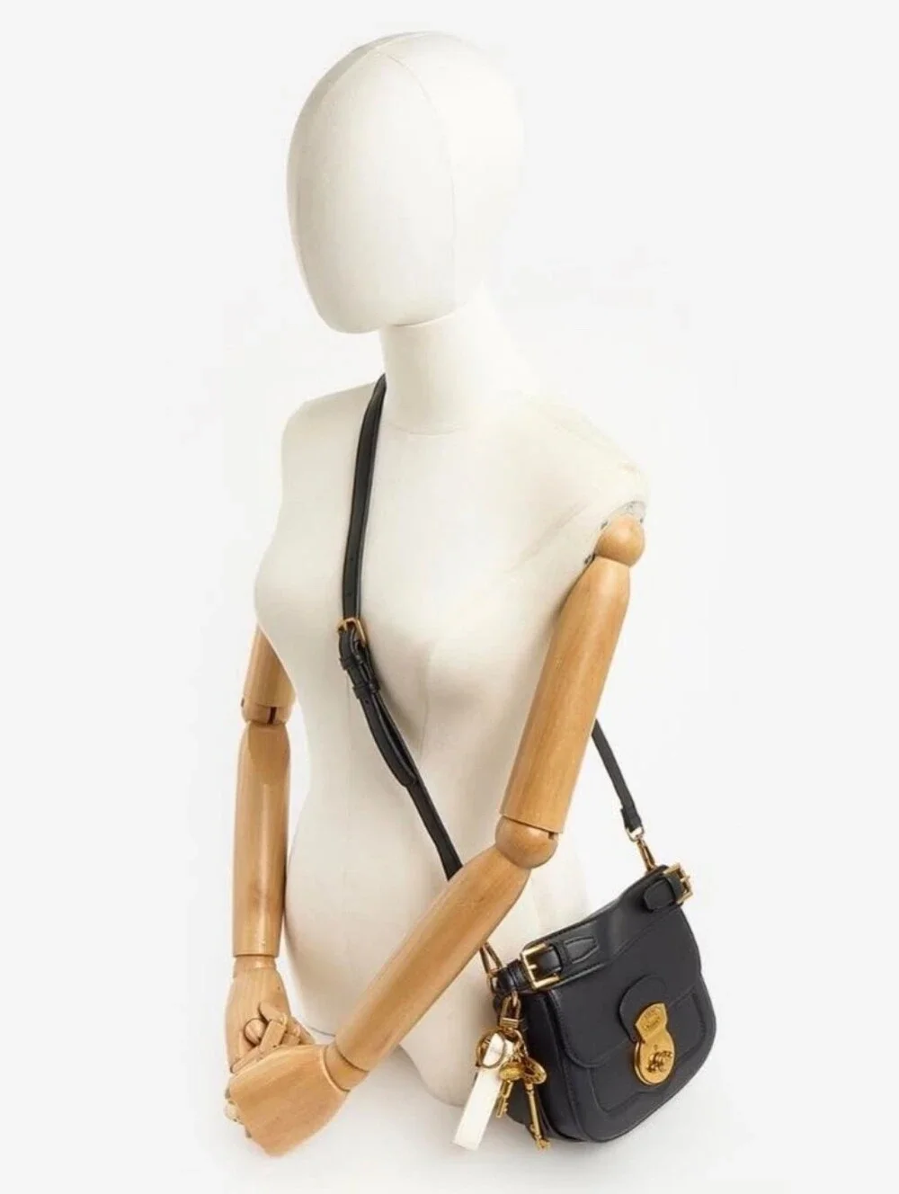 Steve Madden Black Crossbody with Gold Charm Hardware